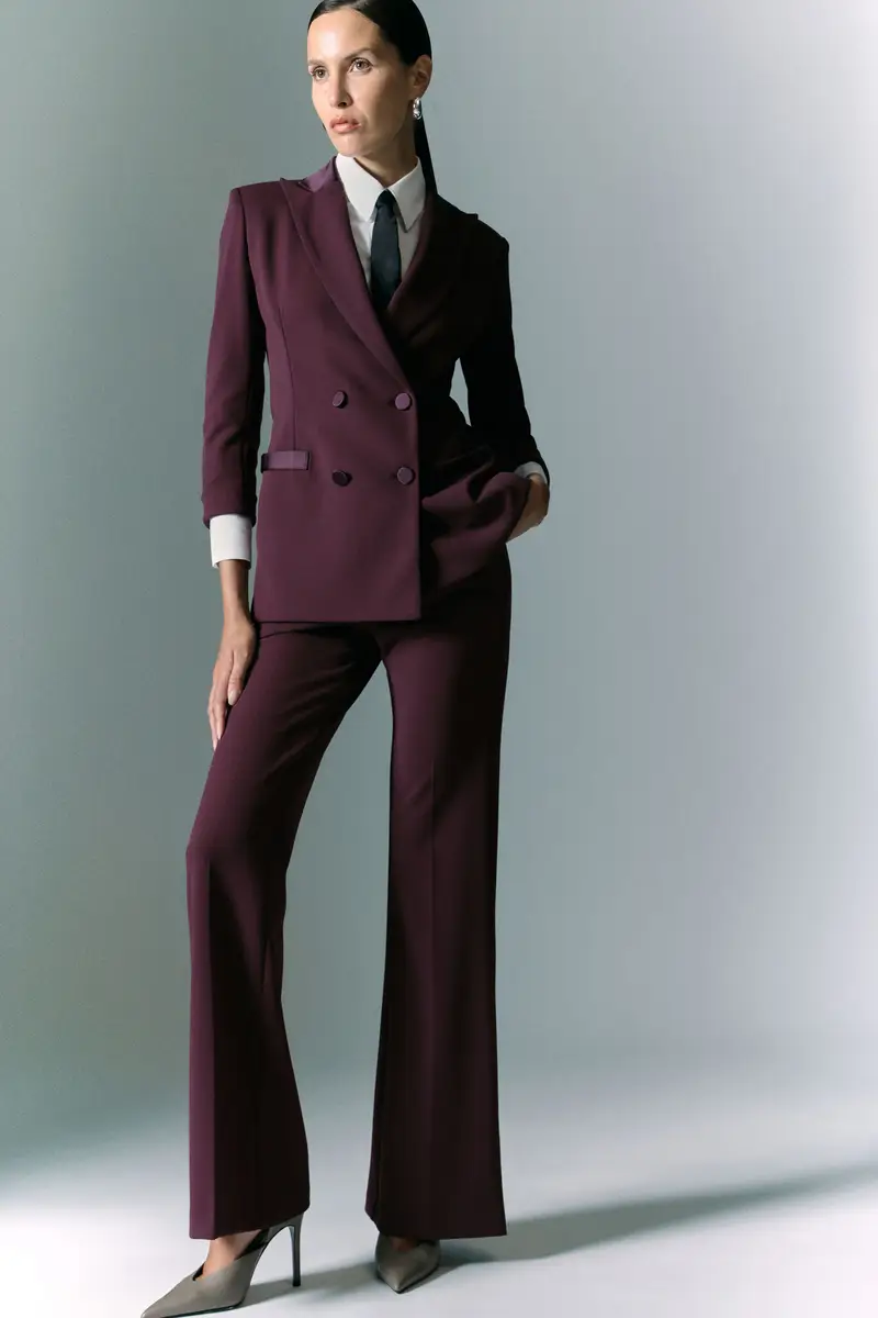 Pantaloni a zampa vita media Prugna miniatura 2