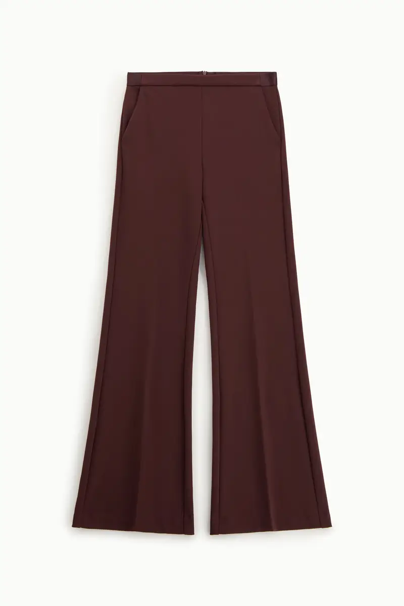 Pantaloni a zampa vita media Prugna