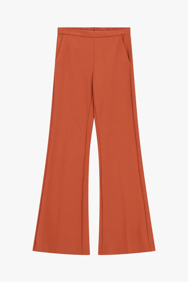 Pantaloni a zampa vita media Zucca