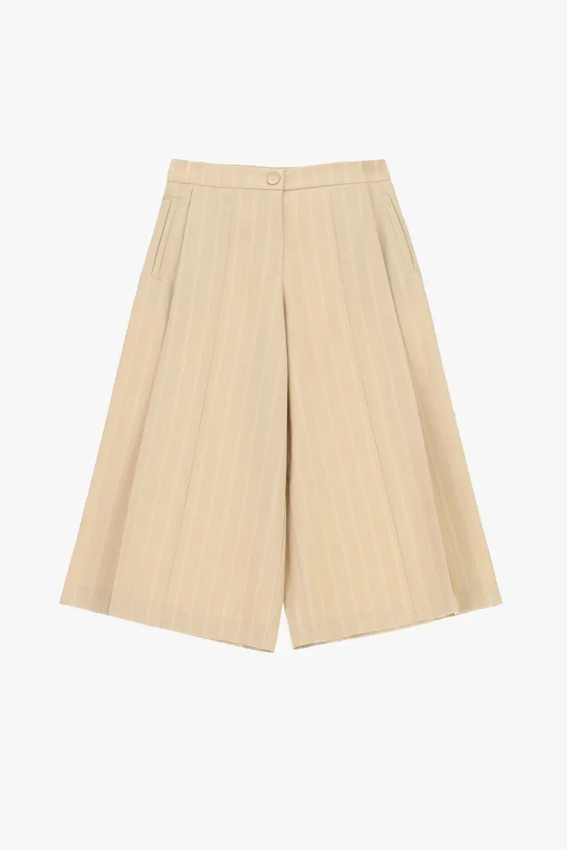 Pantaloni ampi a righe eleganti Beige