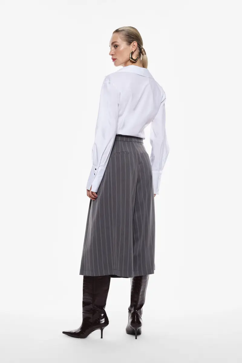 Pantaloni ampi a righe eleganti Grey miniatura 3
