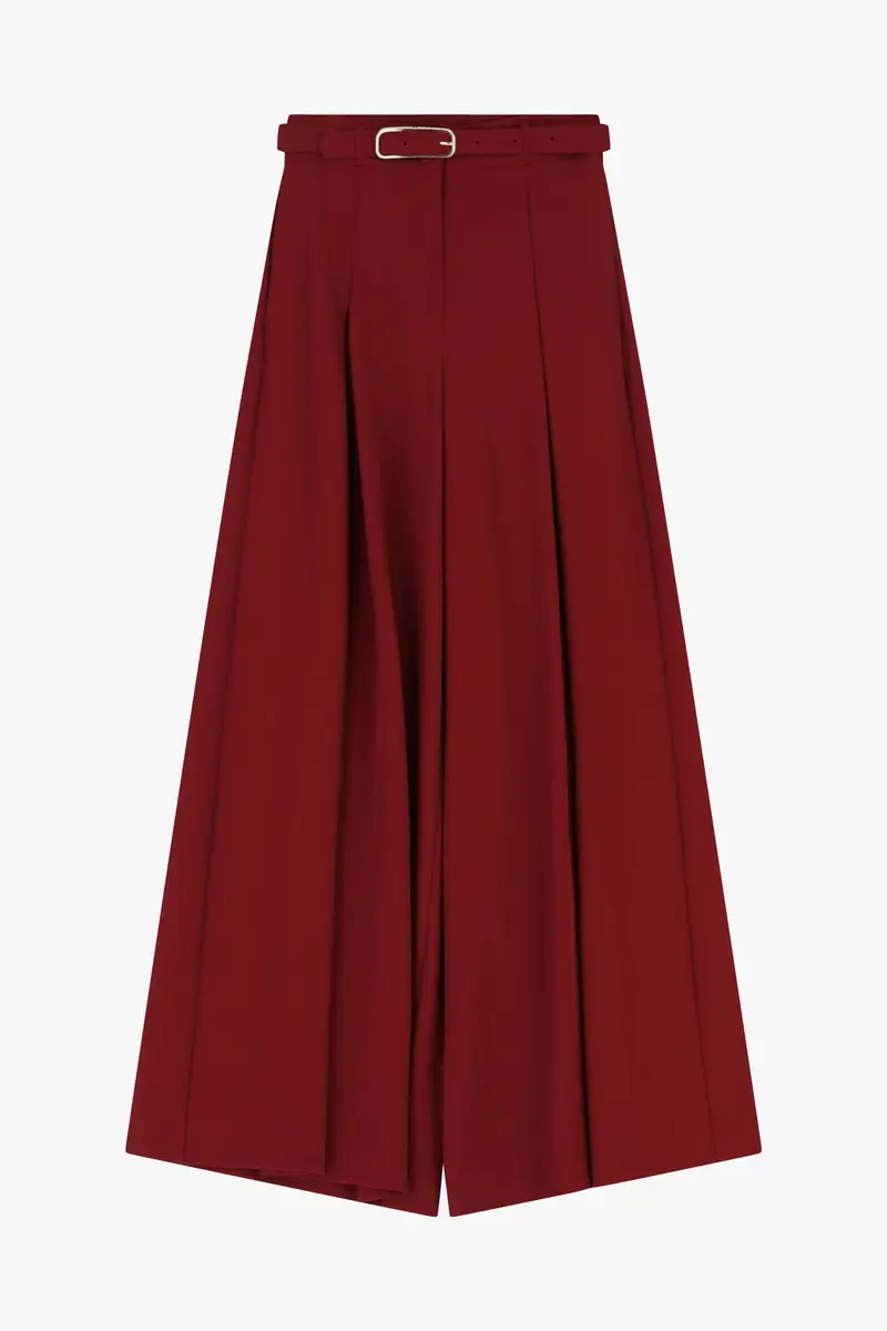 Pantaloni ampi a vita alta Carminio