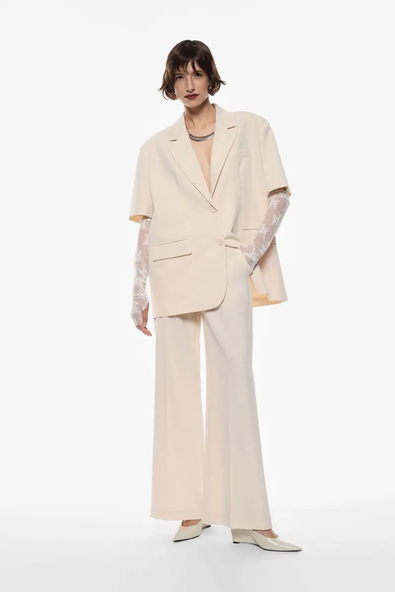 Pantaloni ampi a vita alta Gesso miniatura 2