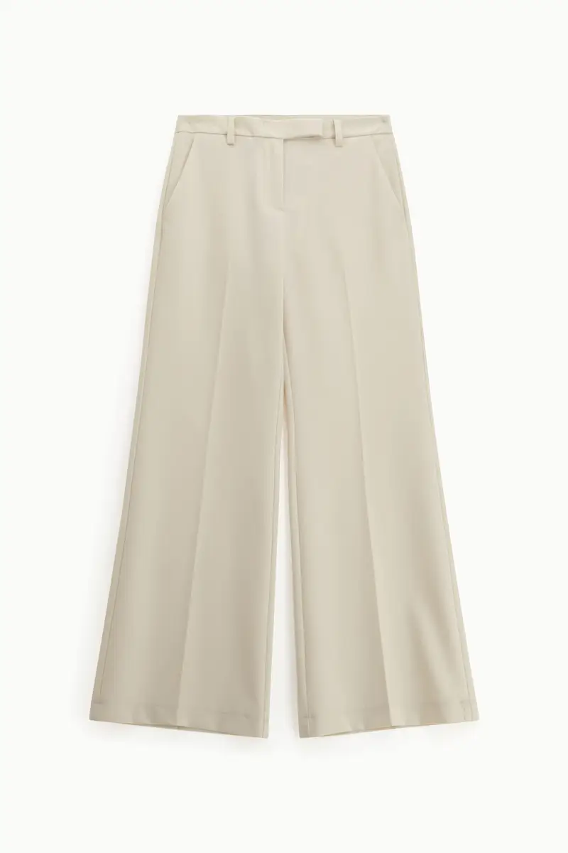 Pantaloni ampi a vita alta Gesso