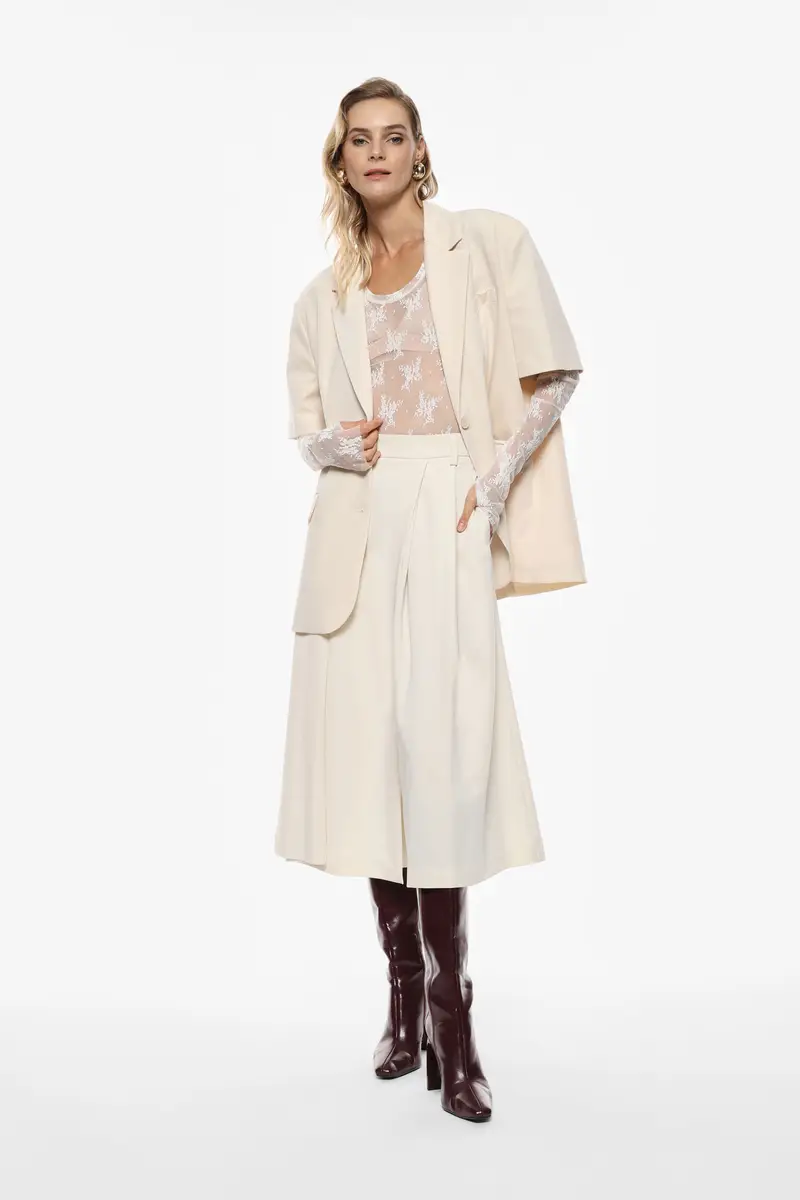 Pantaloni ampi a vita alta Gesso miniatura 2