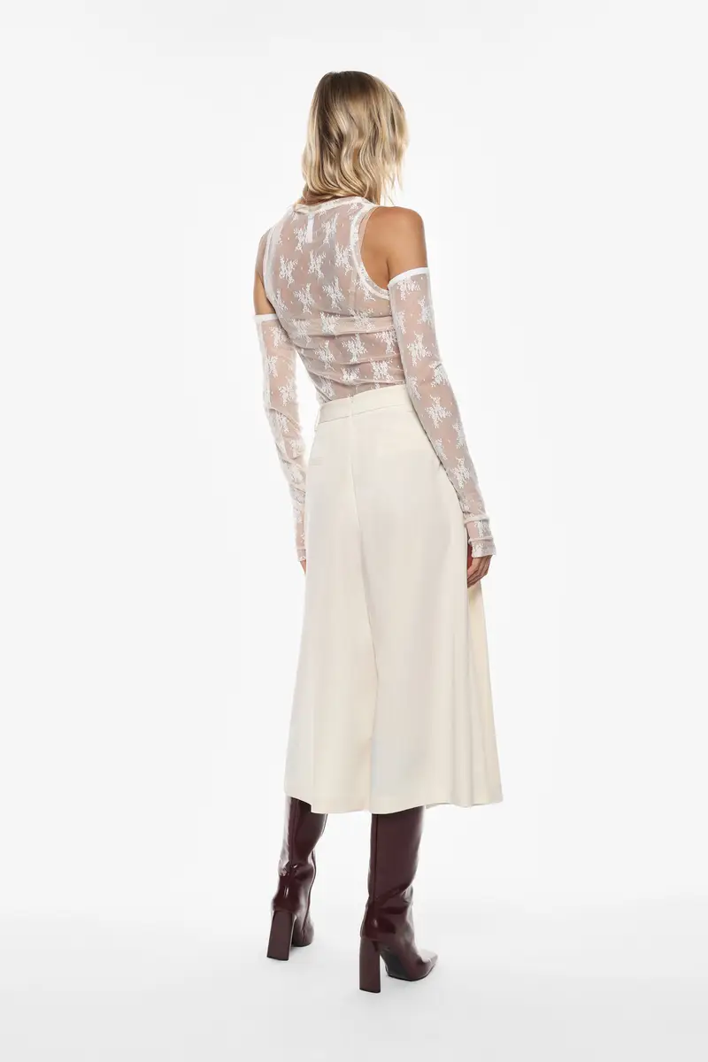 Pantaloni ampi a vita alta Gesso miniatura 3