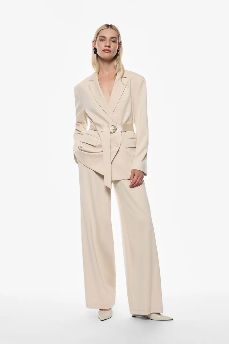 Pantaloni ampi a vita alta Gesso miniatura 3