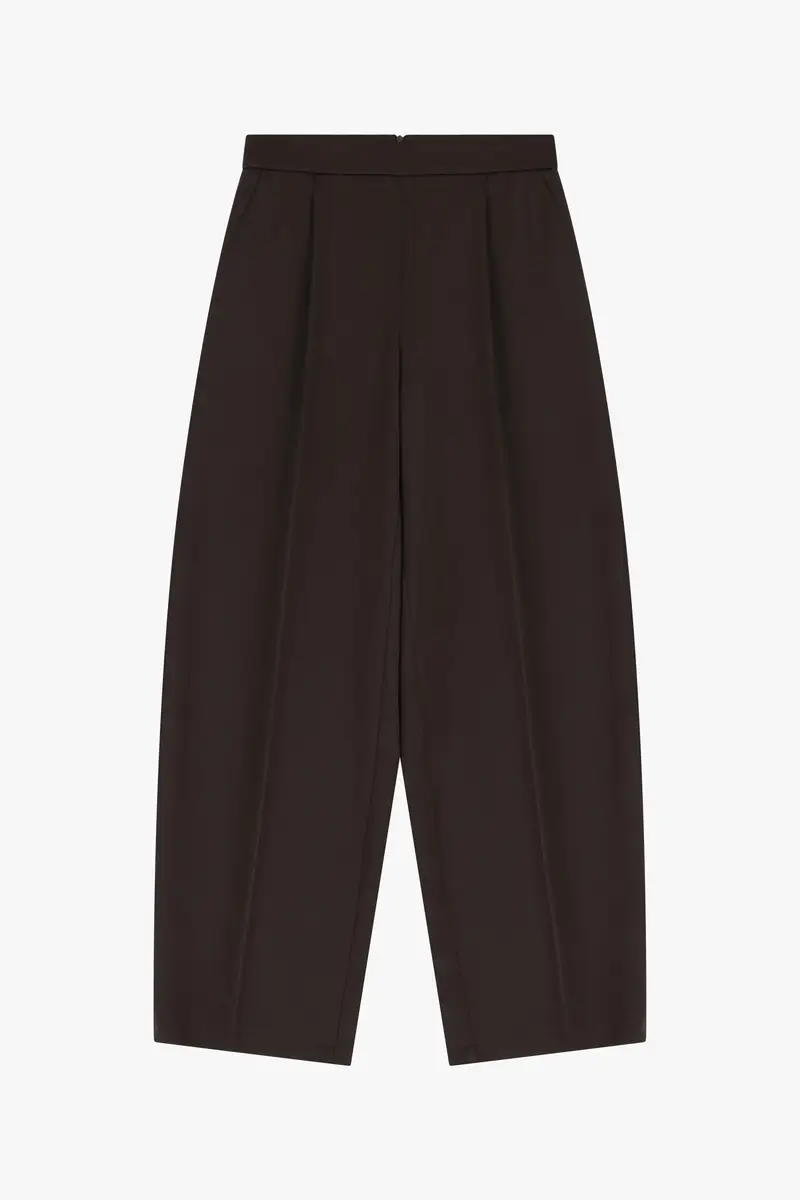 Pantaloni ampi a vita alta in satin Moro