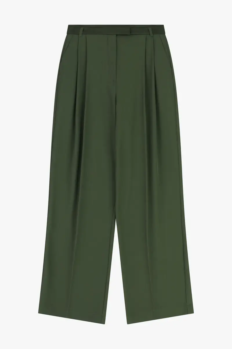 Pantaloni ampi a vita alta Militare