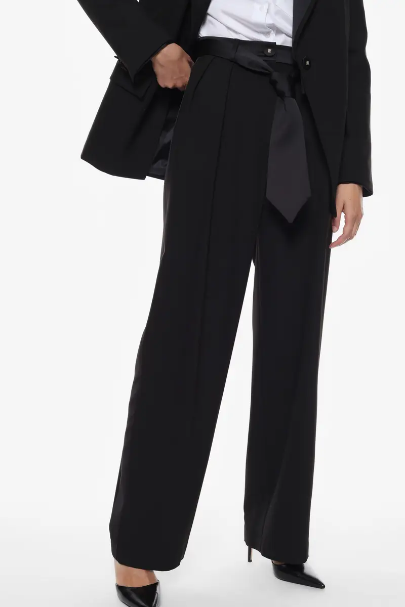 Pantaloni ampi a vita alta Nero miniatura 4