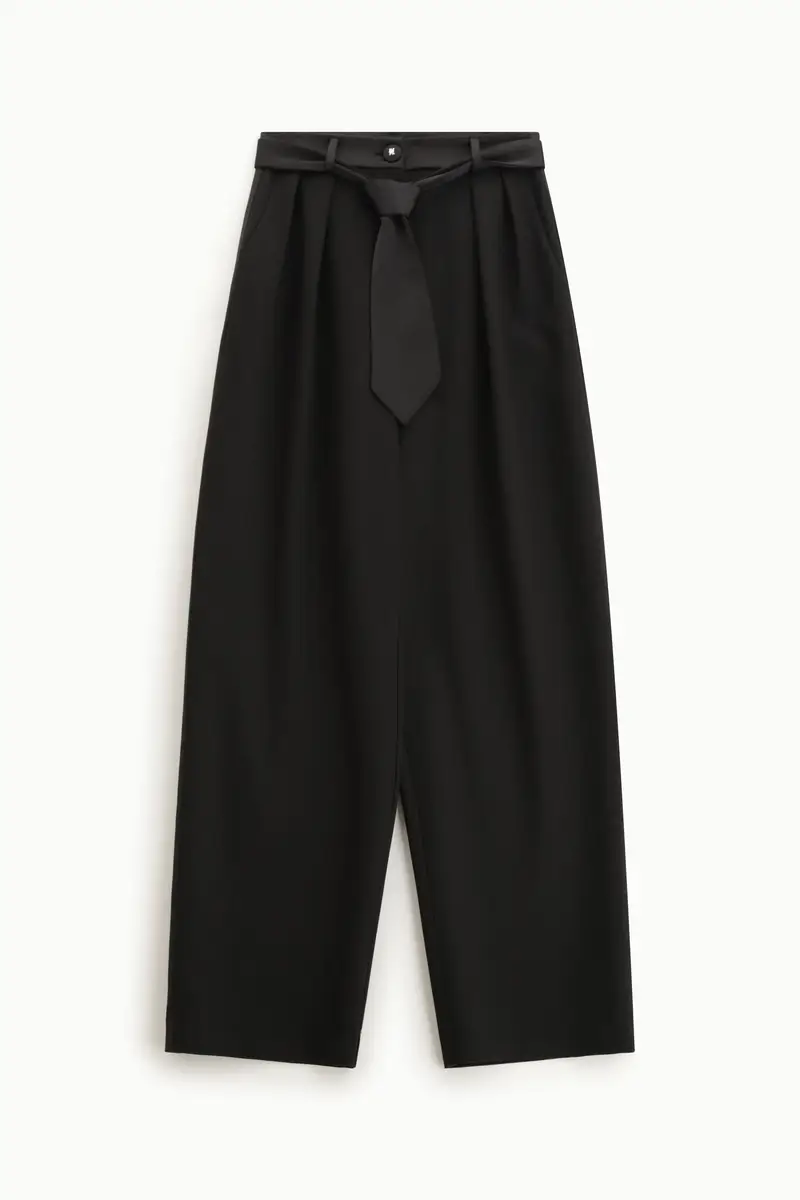 Pantaloni ampi a vita alta Nero