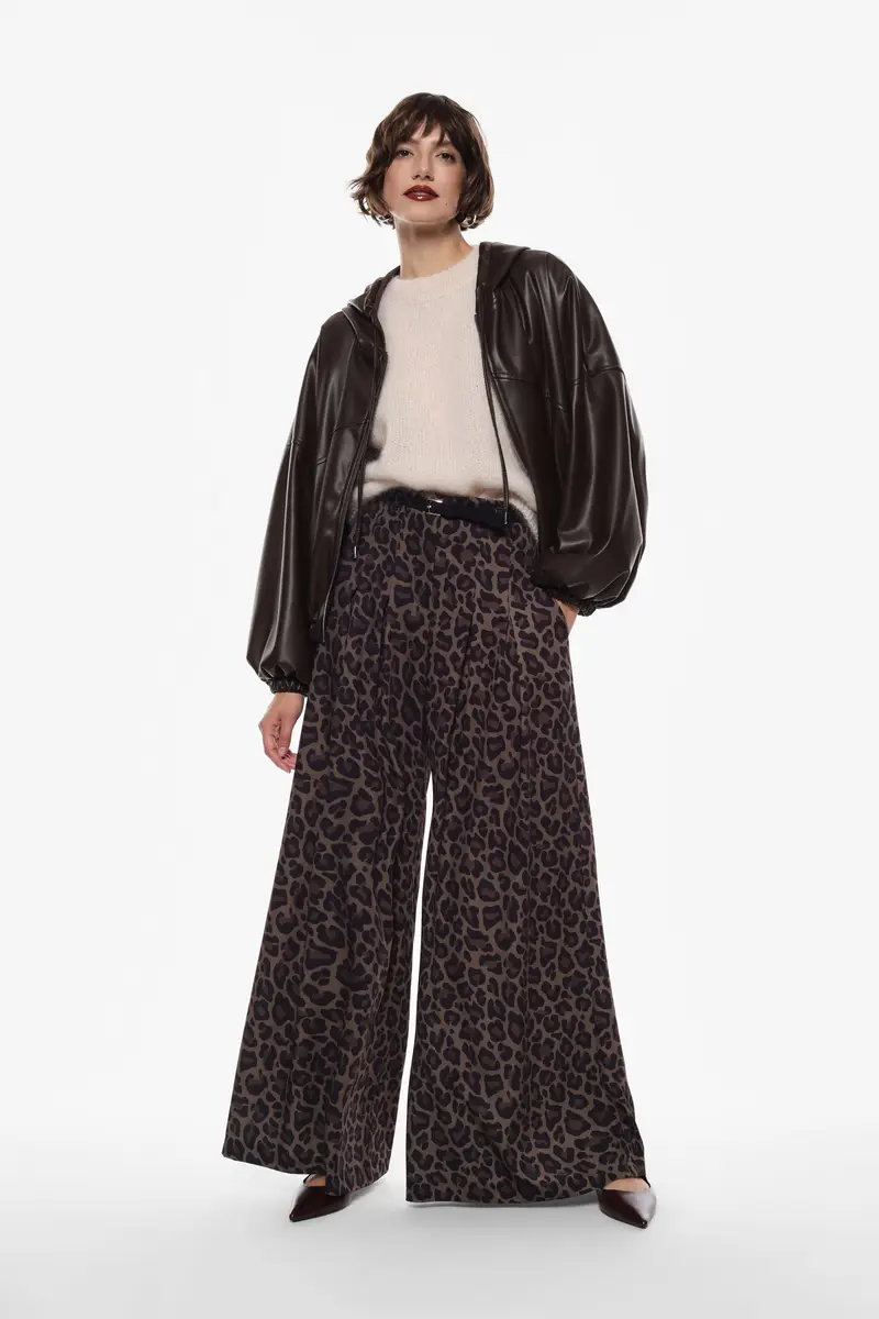 Pantaloni ampi a vita alta stampati Fango miniatura 2