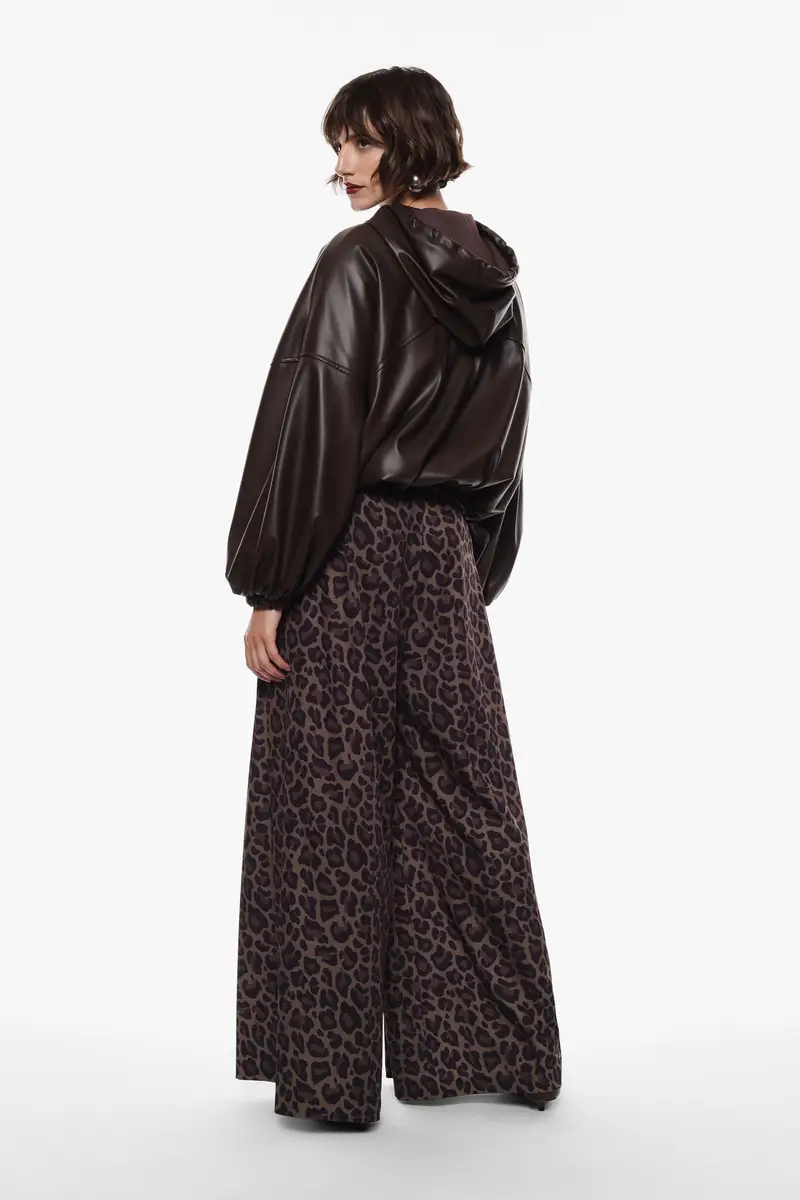 Pantaloni ampi a vita alta stampati Fango miniatura 3