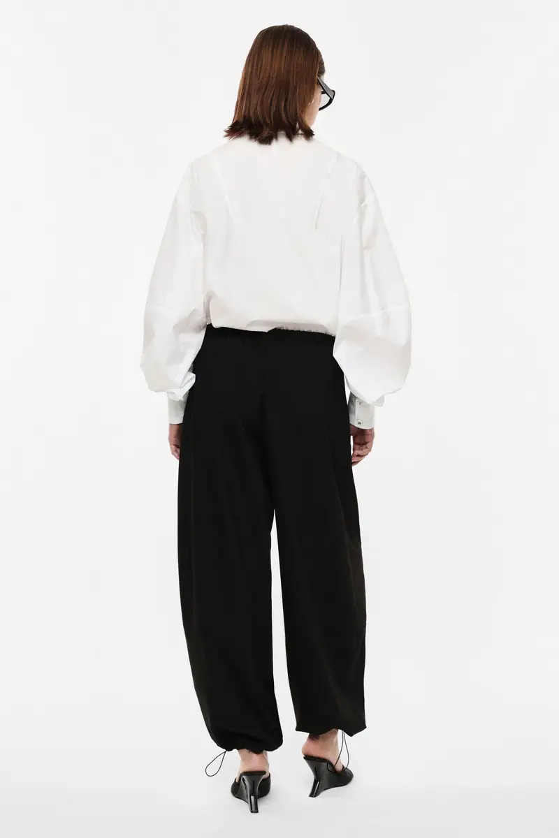 Pantaloni ampi con coulisse al fondo Nero miniatura 3