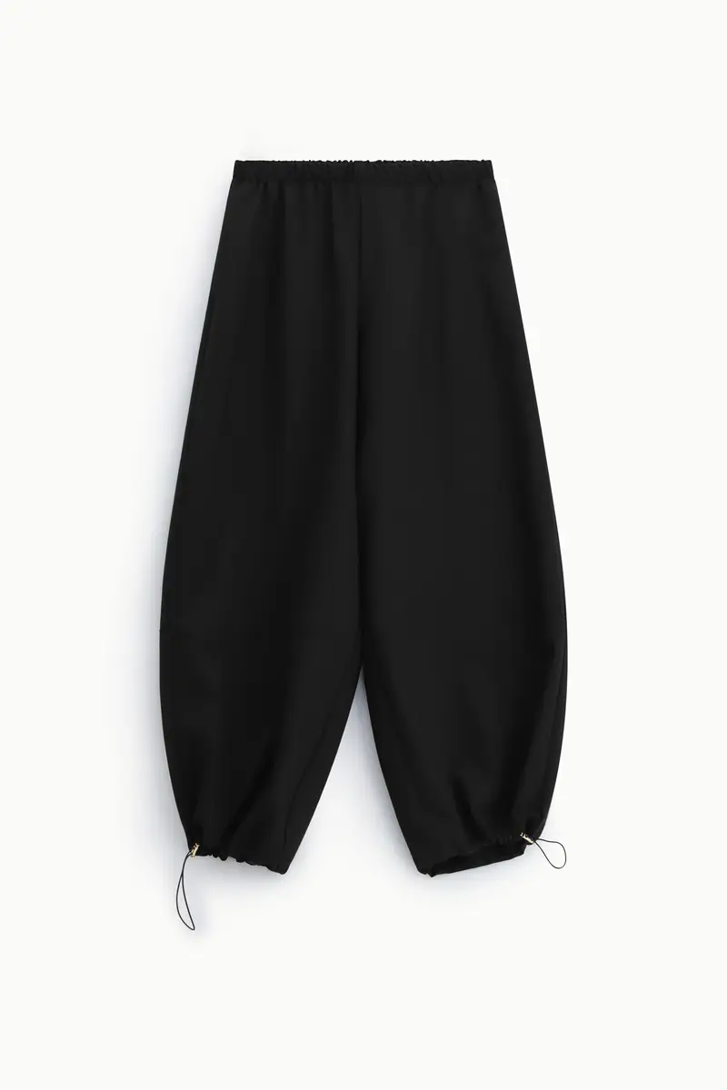 Pantaloni ampi con coulisse al fondo Nero