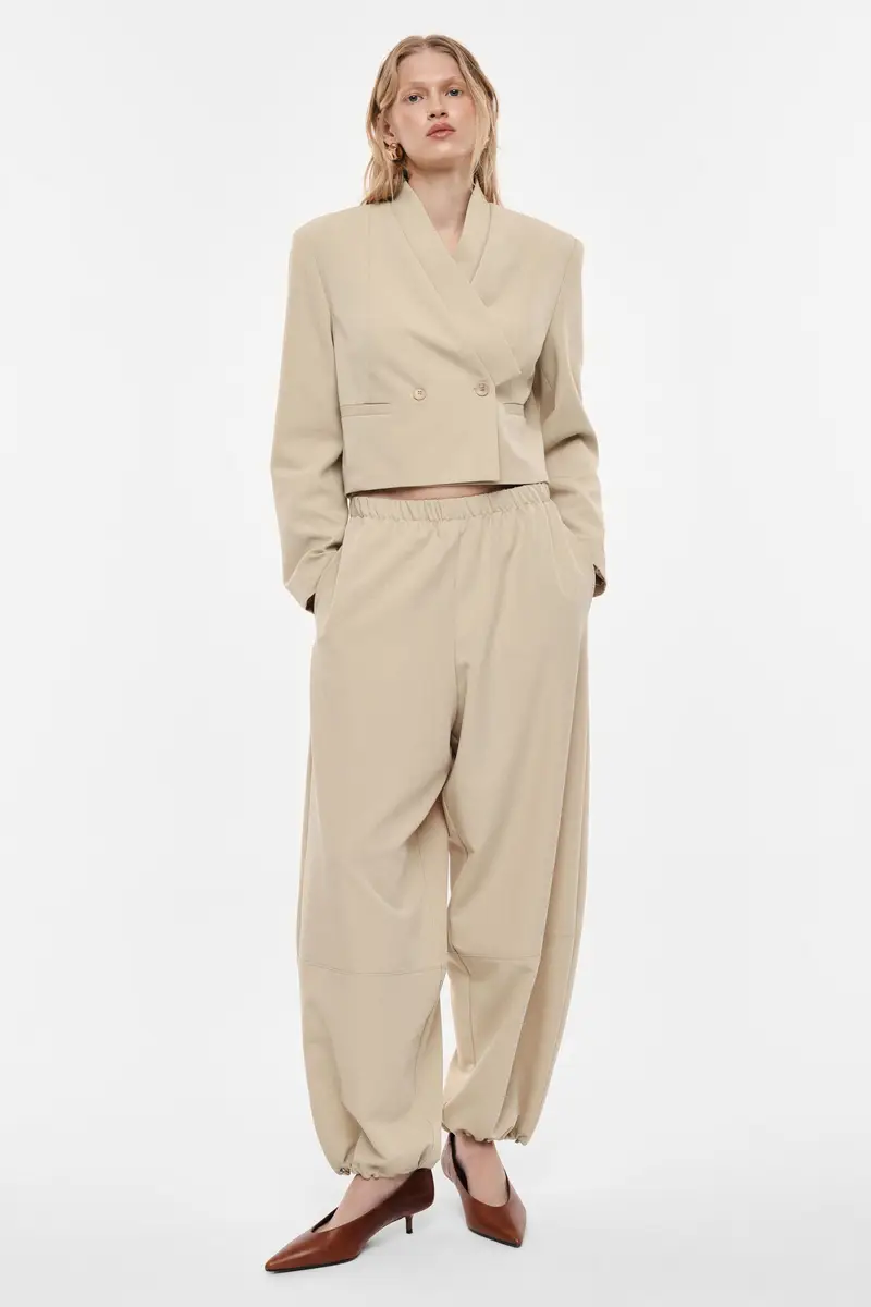 Pantaloni ampi con coulisse al fondo Platino miniatura 2