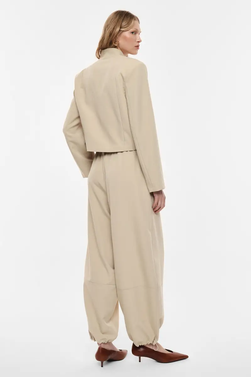 Pantaloni ampi con coulisse al fondo Platino miniatura 3