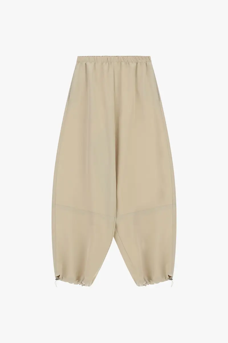 Pantaloni ampi con coulisse al fondo Platino