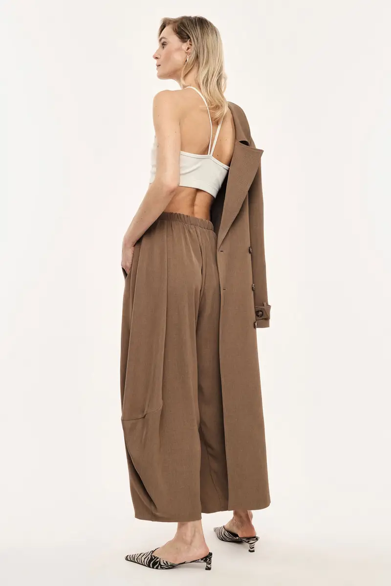 Pantaloni ampi cropped vita alta con elastico Army miniatura 3