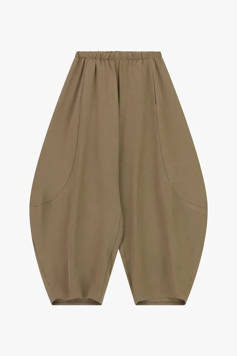 Pantaloni ampi cropped vita alta con elastico Army