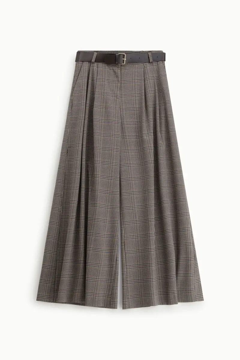 Pantaloni ampi Principe di Galles Beige