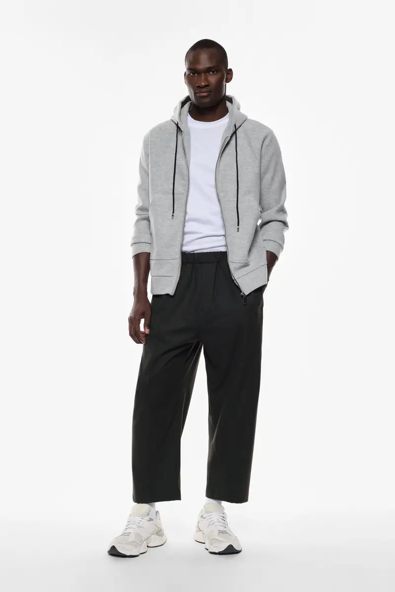 Pantaloni baggy-fit a tinta unita Grigio melange