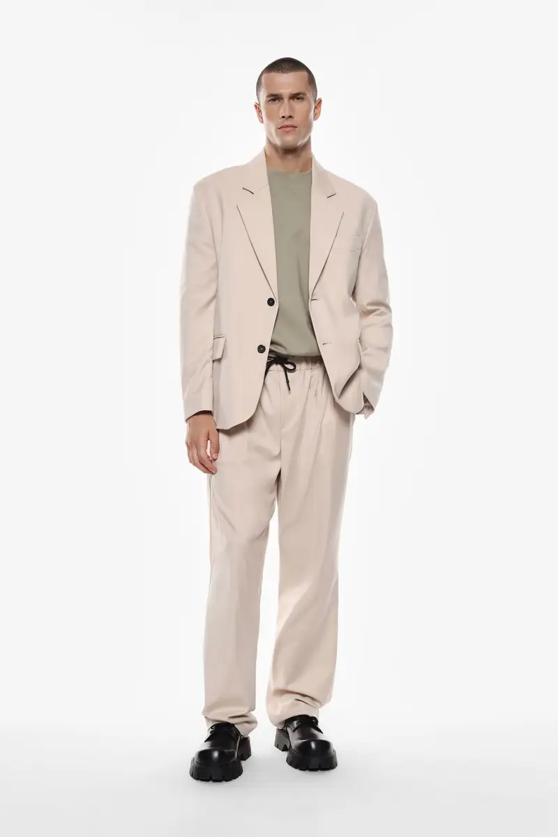 Pantaloni baggy-fit a tinta unita Lana miniatura 2