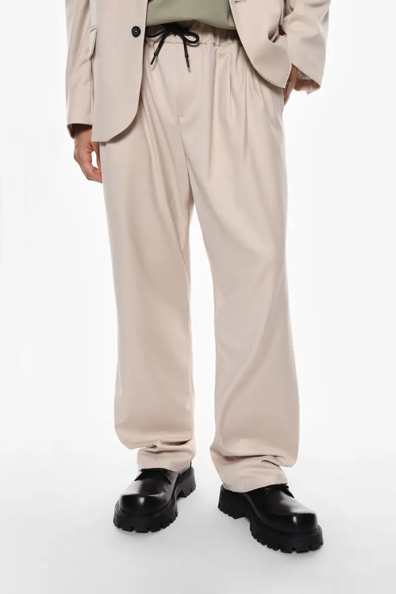 Pantaloni baggy-fit a tinta unita Lana miniatura 4