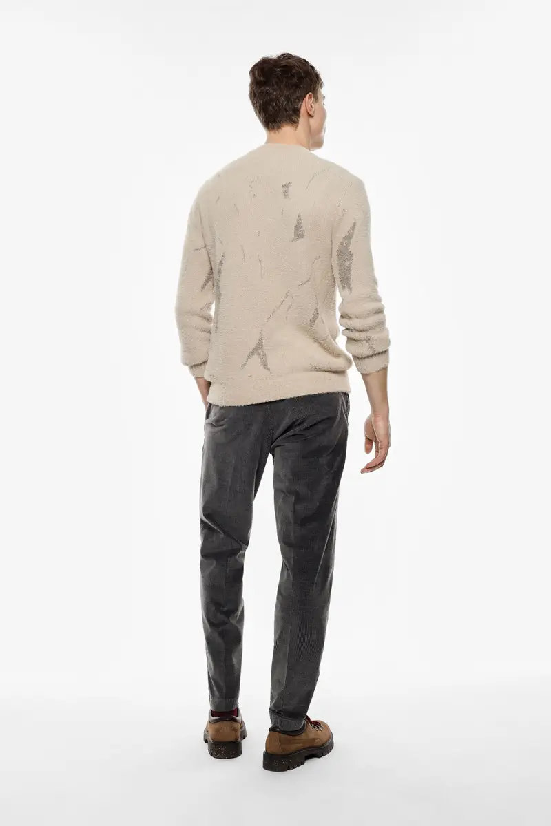 Pantaloni chino a righe sottili Nero miniatura 3