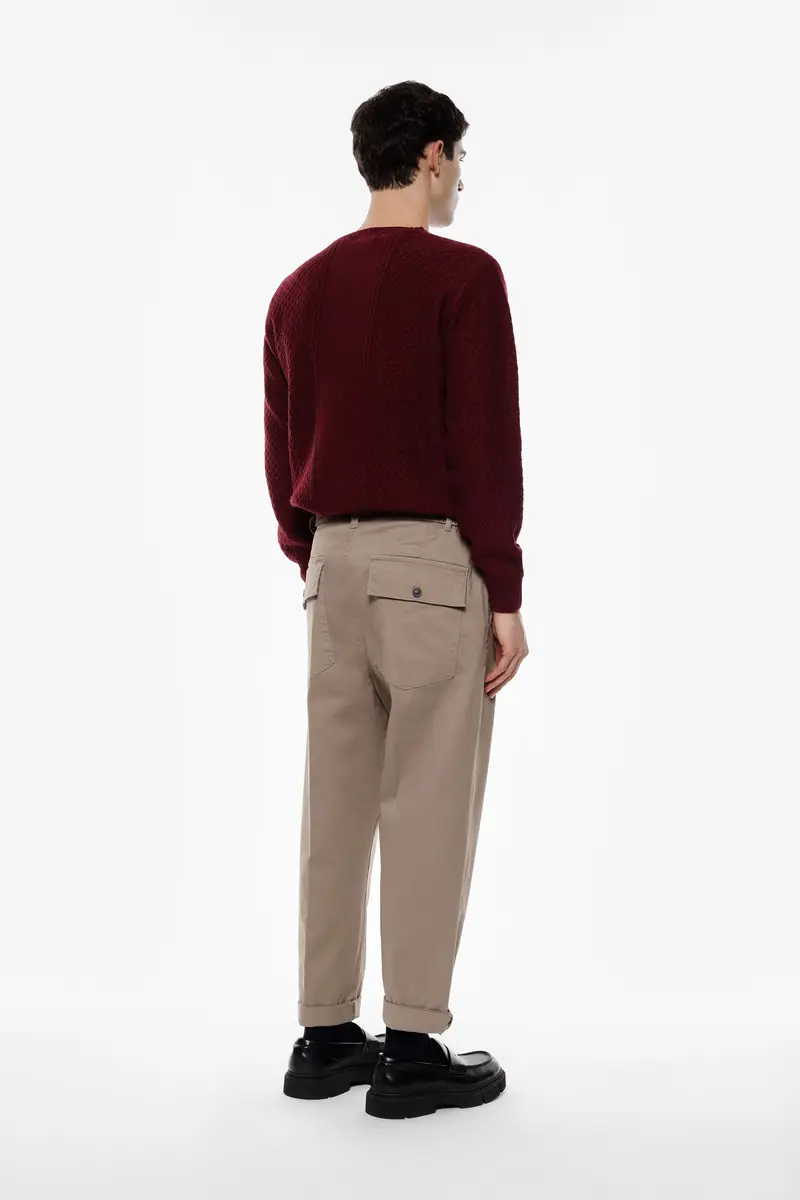 Pantaloni chino con tasche posteriori Fango miniatura 3