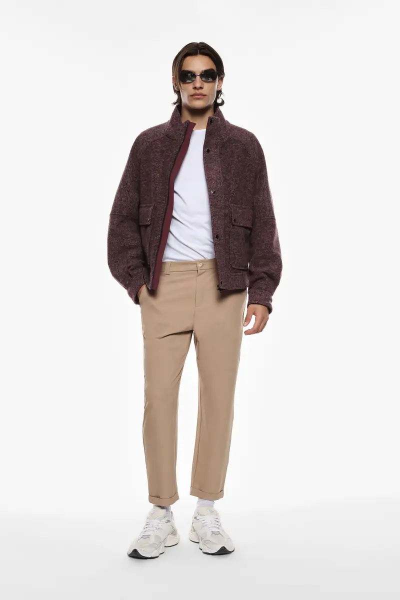 Pantaloni chino fit color unico Cammello