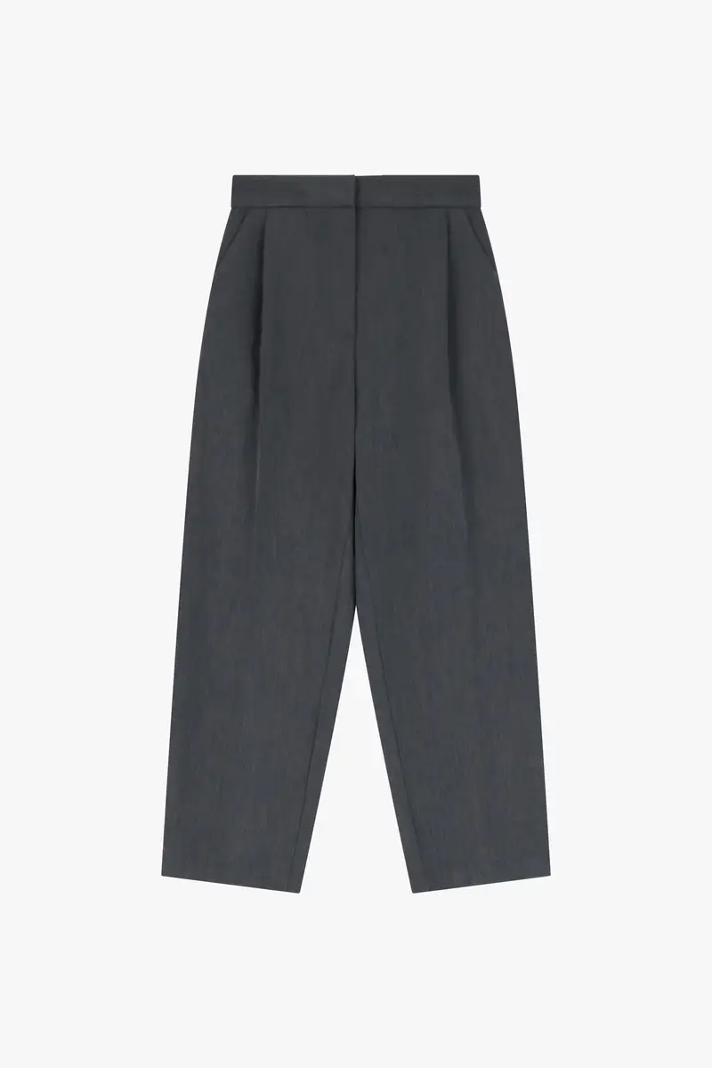 Pantaloni cropped a vita alta Grigio medio