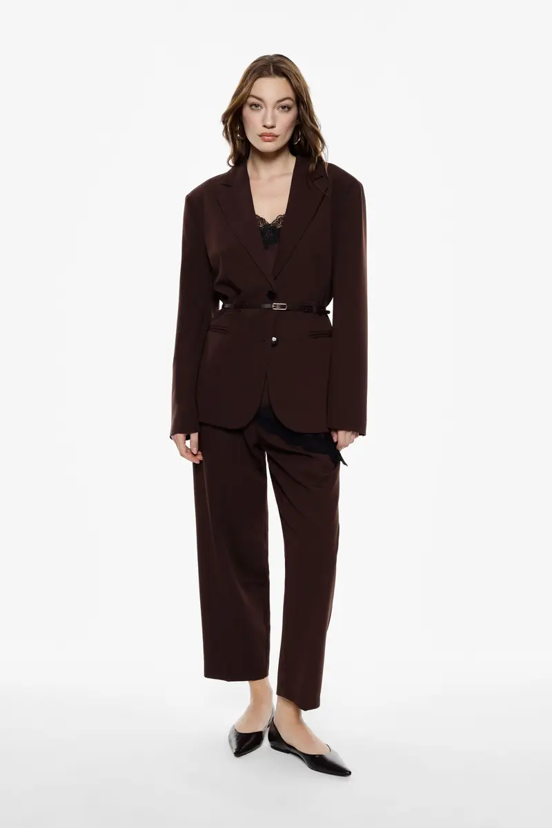 Pantaloni cropped a vita alta Moro miniatura 2