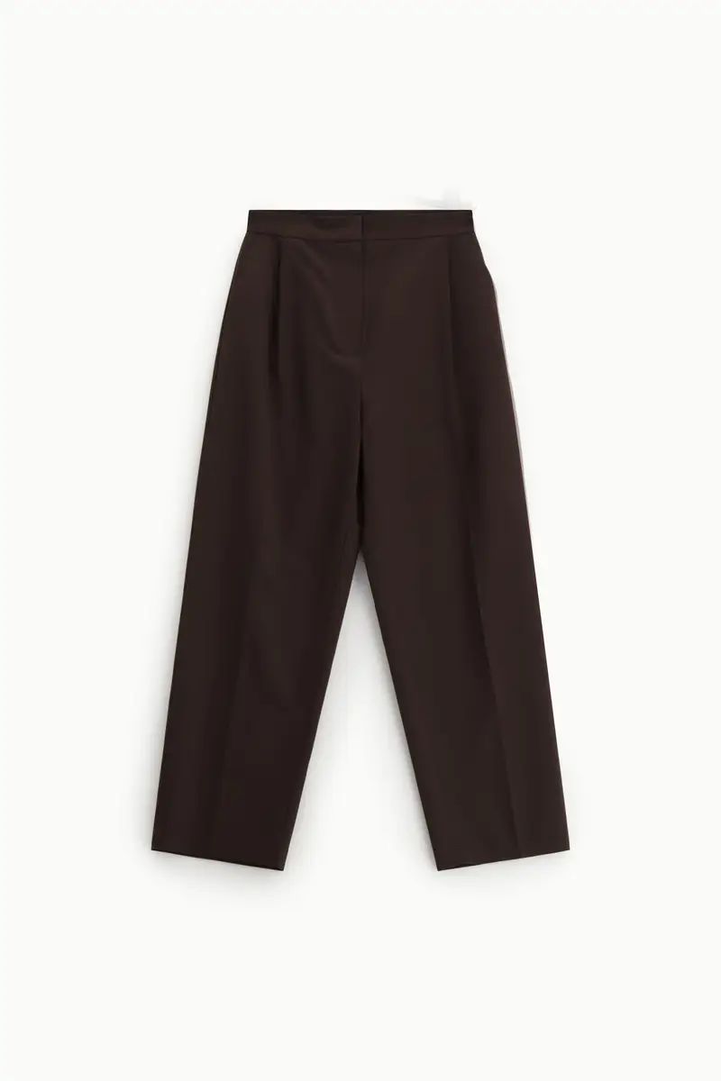 Pantaloni cropped a vita alta Moro