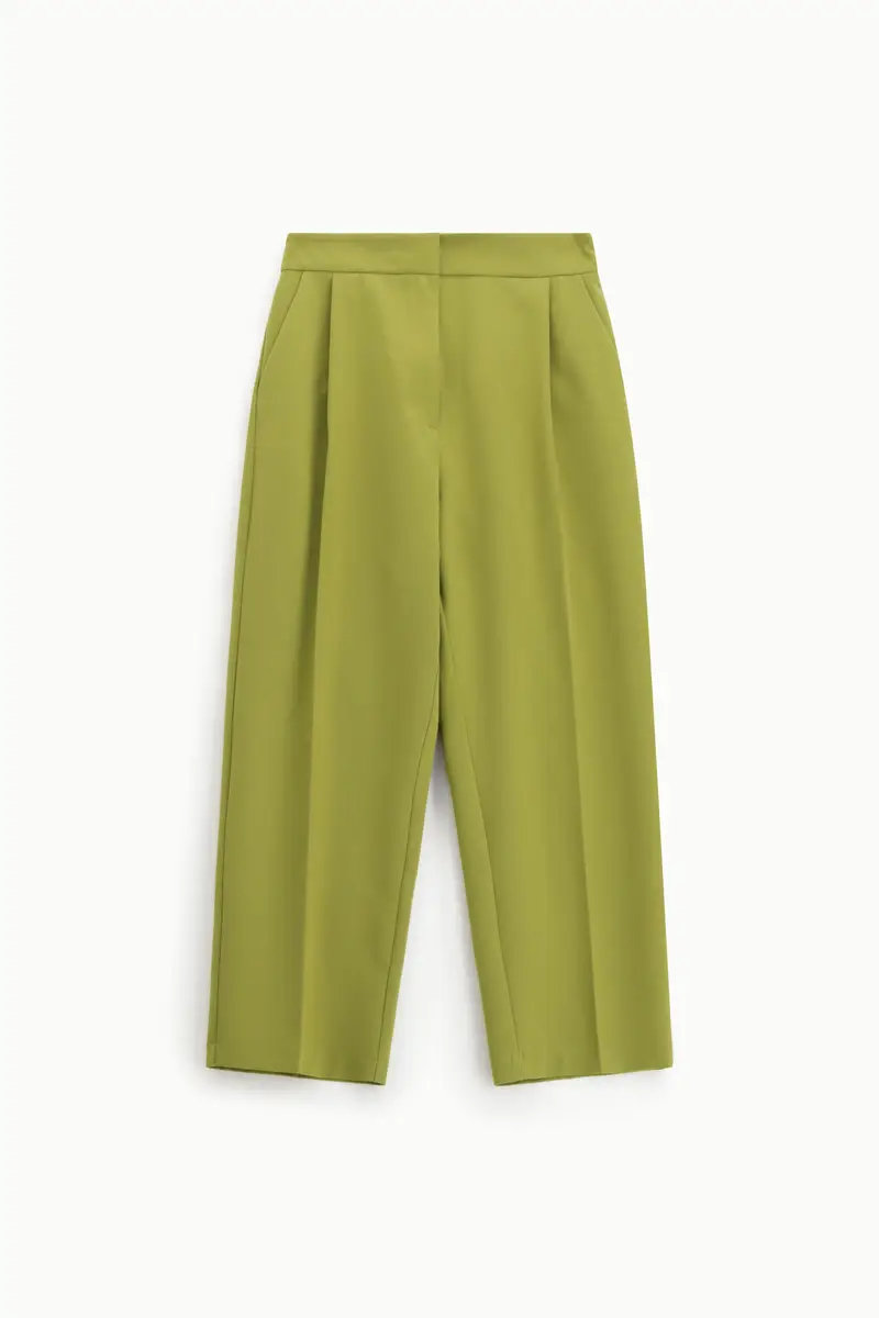 Pantaloni cropped a vita alta Olio