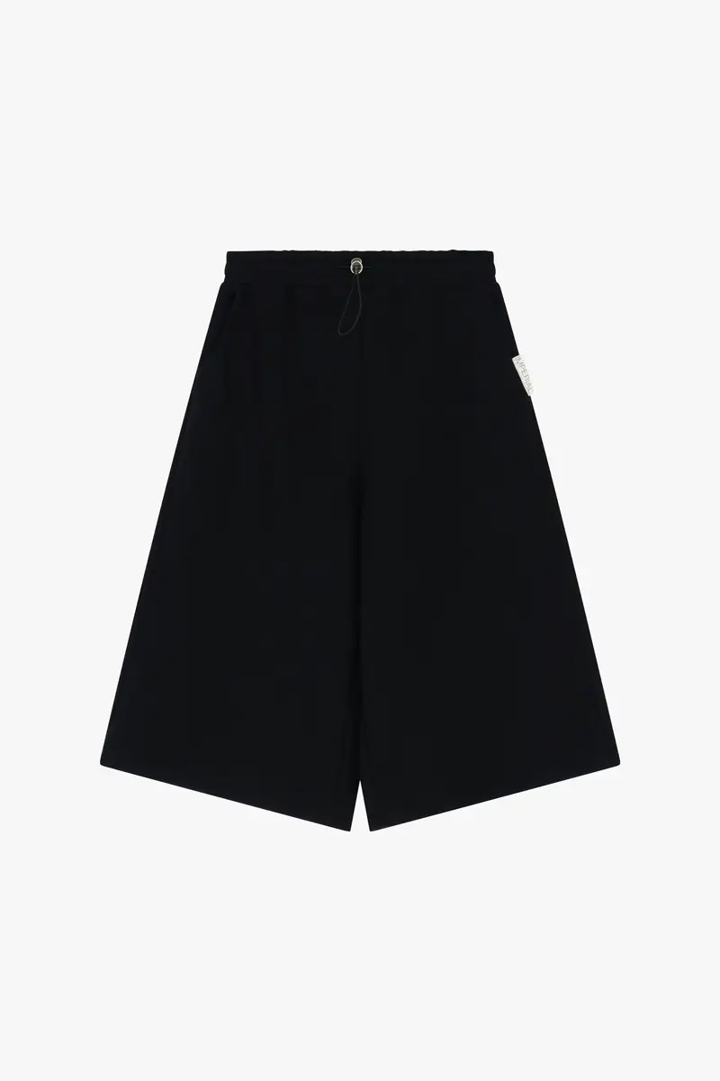 Pantaloni cropped ampi con coulisse e tasche Nero