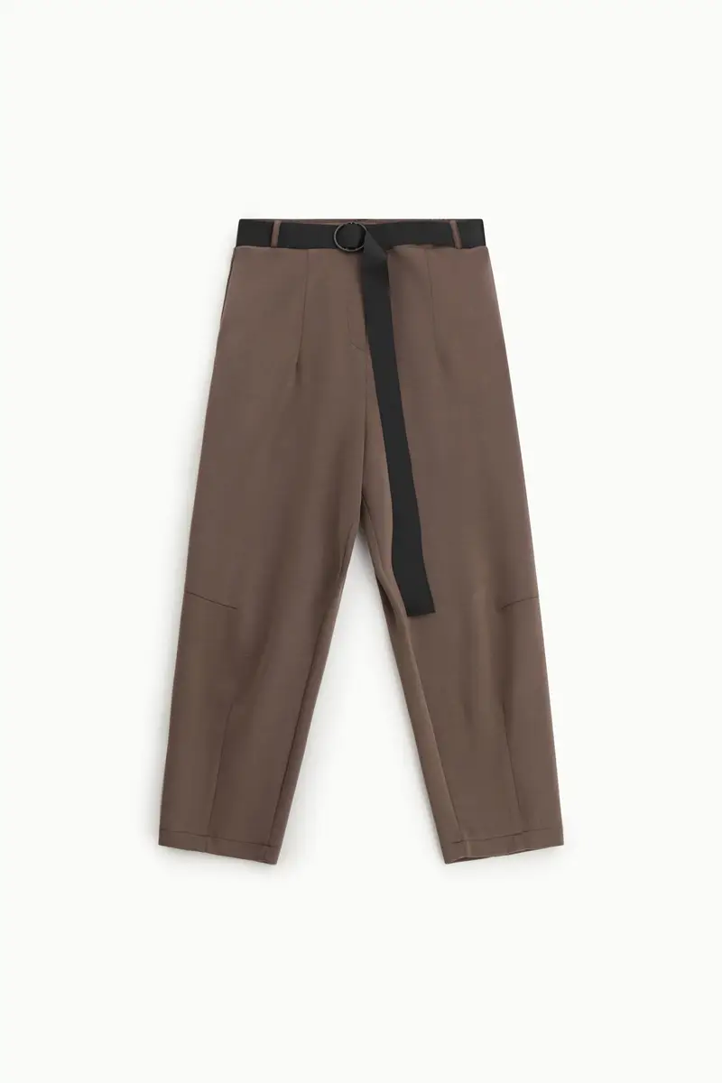 Pantaloni cropped con cintura ad anello decorativo Moka