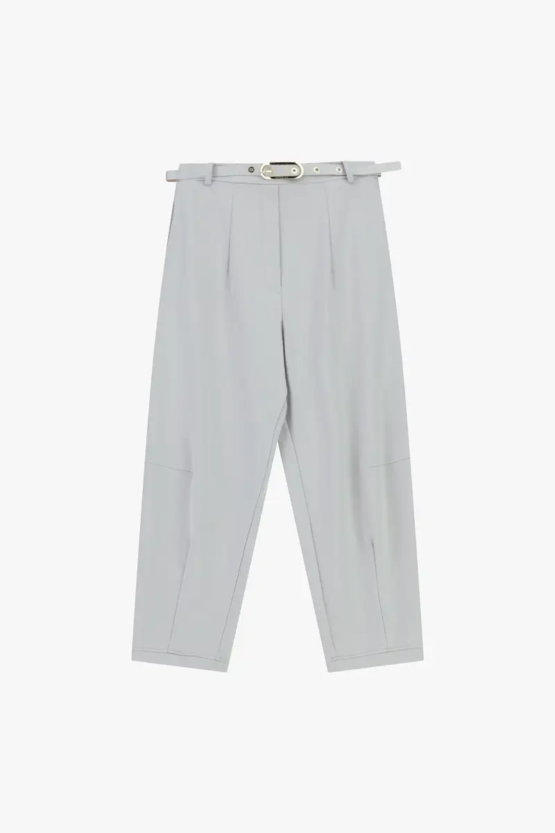 Pantaloni cropped con cintura decorativa Perla