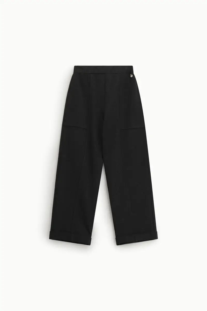 Pantaloni cropped con tasche applicate e risvolto Antracite