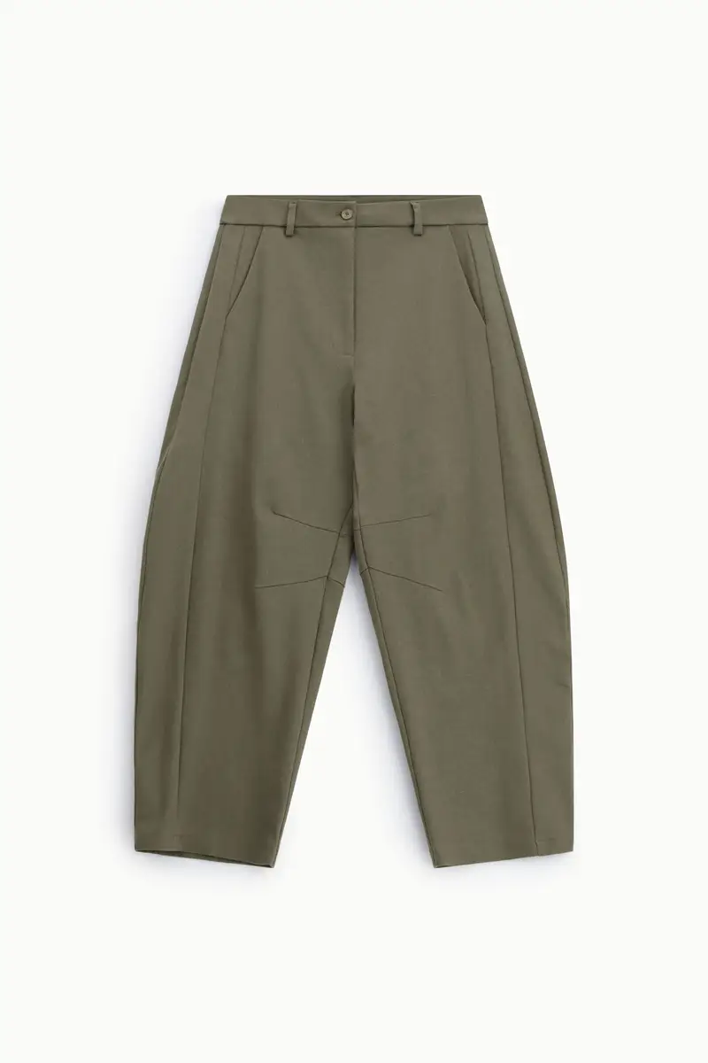 Pantaloni cropped sartoriali con piega frontale Militare