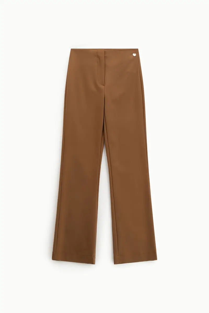 Pantaloni flare a vita alta silhouette slanciata Camoscio