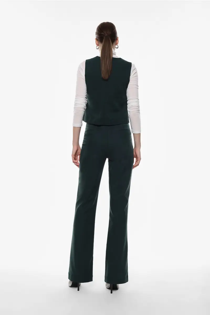 Pantaloni flare a vita alta silhouette slanciata Forest green miniatura 3