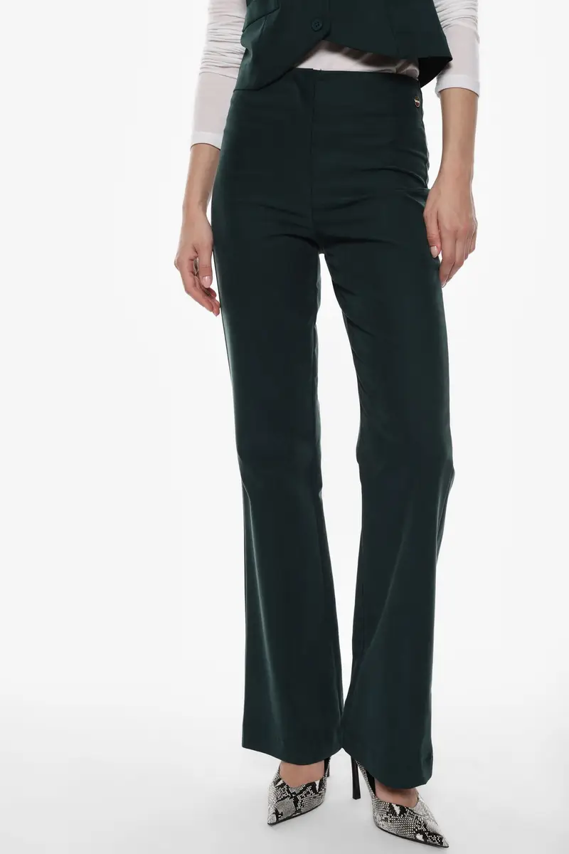 Pantaloni flare a vita alta silhouette slanciata Forest green miniatura 4