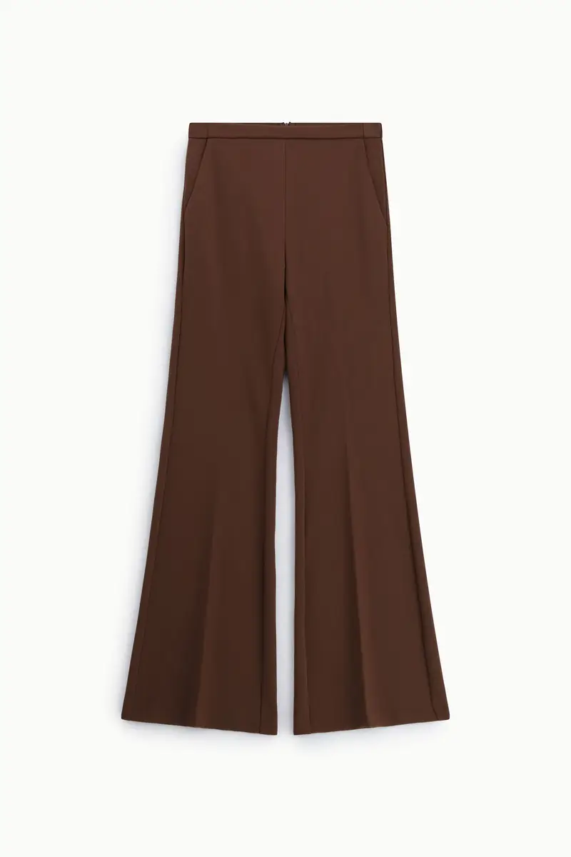 Pantaloni flare sartoriali vita alta pinces Cacao