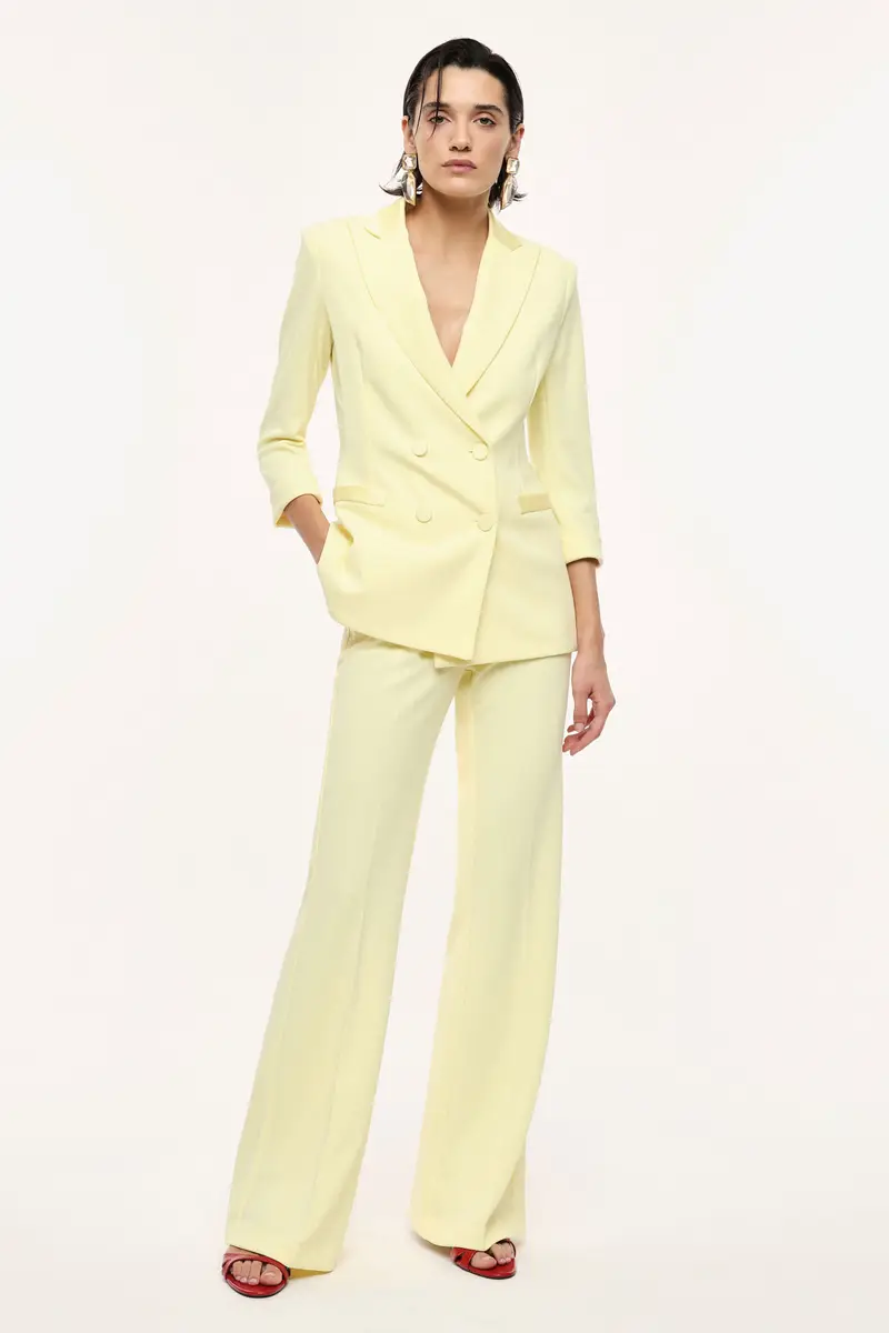 Pantaloni flare sartoriali vita alta pinces Canarino miniatura 2