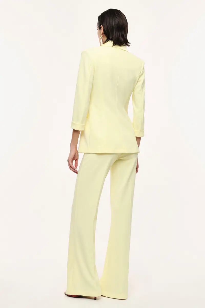 Pantaloni flare sartoriali vita alta pinces Canarino miniatura 3