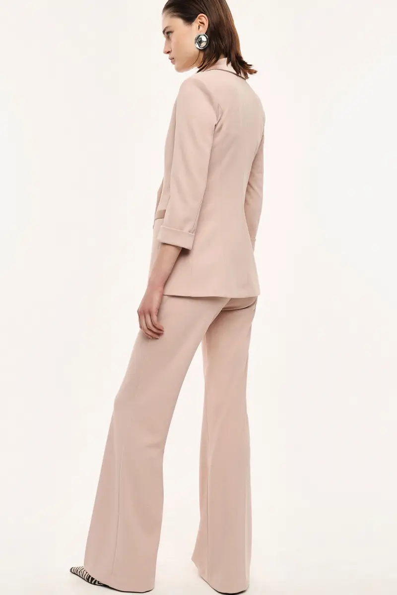 Pantaloni flare sartoriali vita alta pinces Cipria miniatura 3