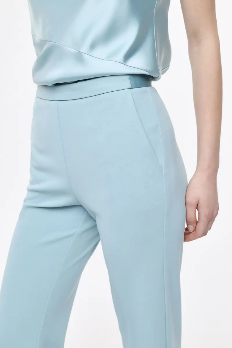 Pantaloni flare sartoriali vita alta pinces New sky miniatura 4