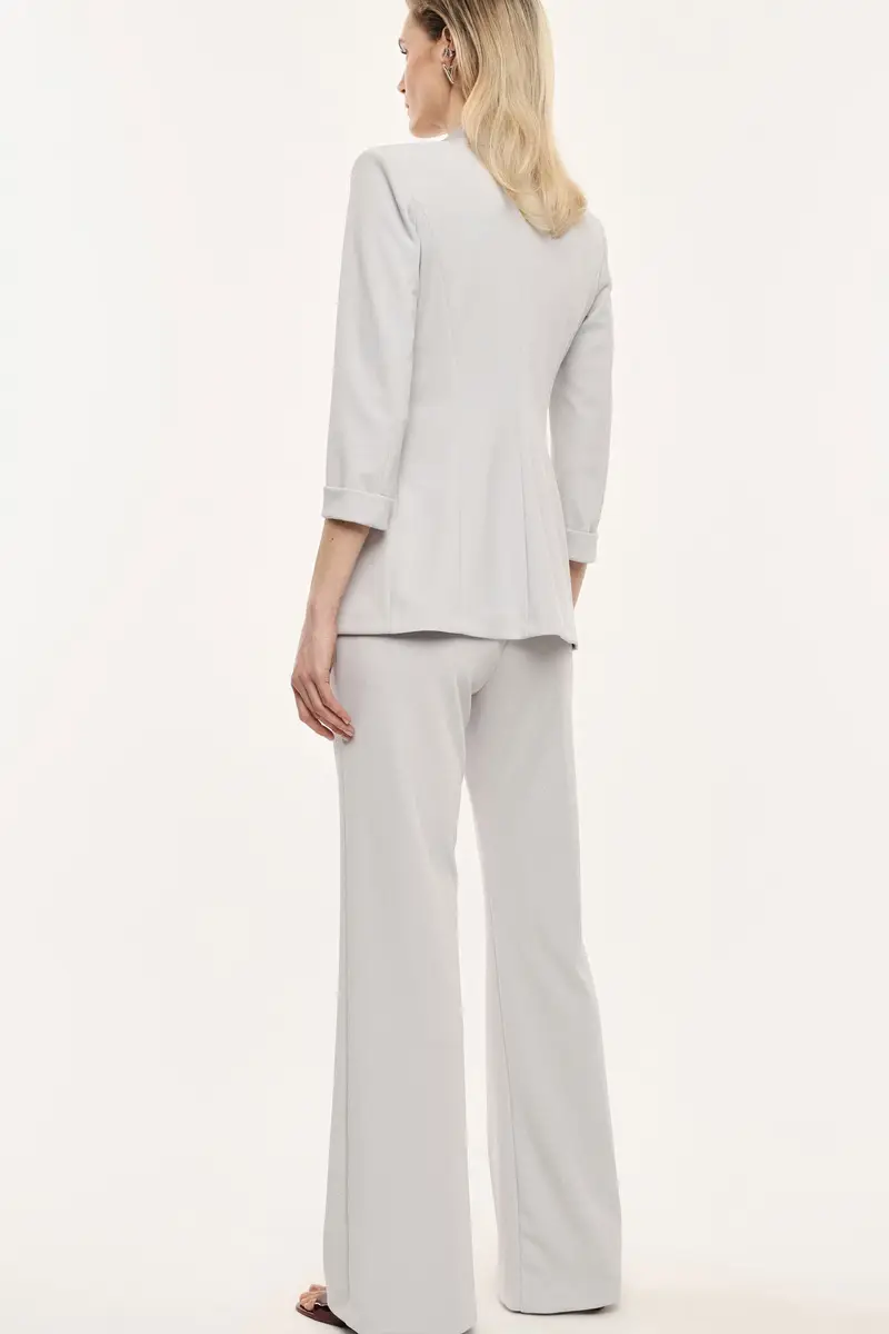 Pantaloni flare sartoriali vita alta pinces Perla miniatura 3