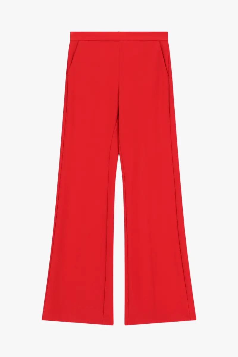 Pantaloni flare sartoriali vita alta pinces Rosso